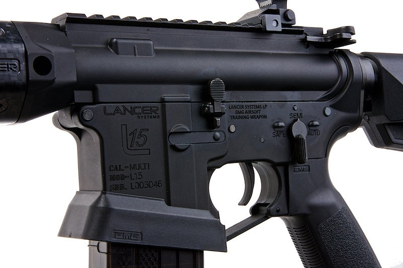 EMG (King Arms) Lancer Systems Licensed L15 Defense Airsoft Electric Gun AEG Rifle (Faux Carbon Handguard /12inch)
