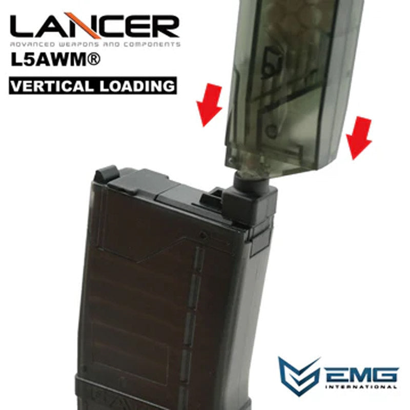 EMG (Angry Gun) Lancer Systems L5AWM V2 35rds Gas Magazine for MWS GBB Airsoft (300 Translucent Smoke)