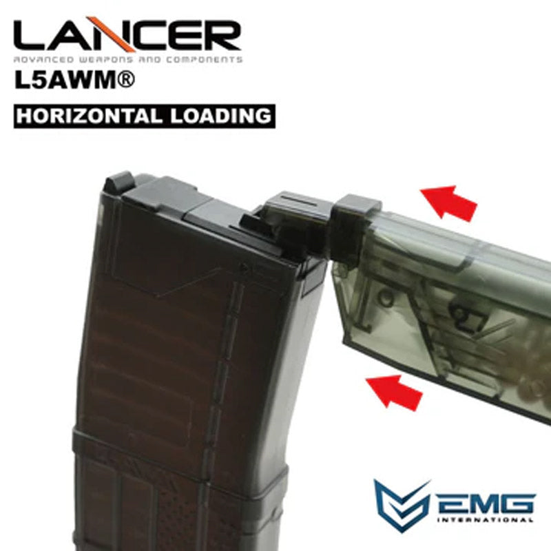 EMG (Angry Gun) Lancer Systems L5AWM V2 35rds Gas Magazine for MWS GBB Airsoft (300 Translucent Smoke)