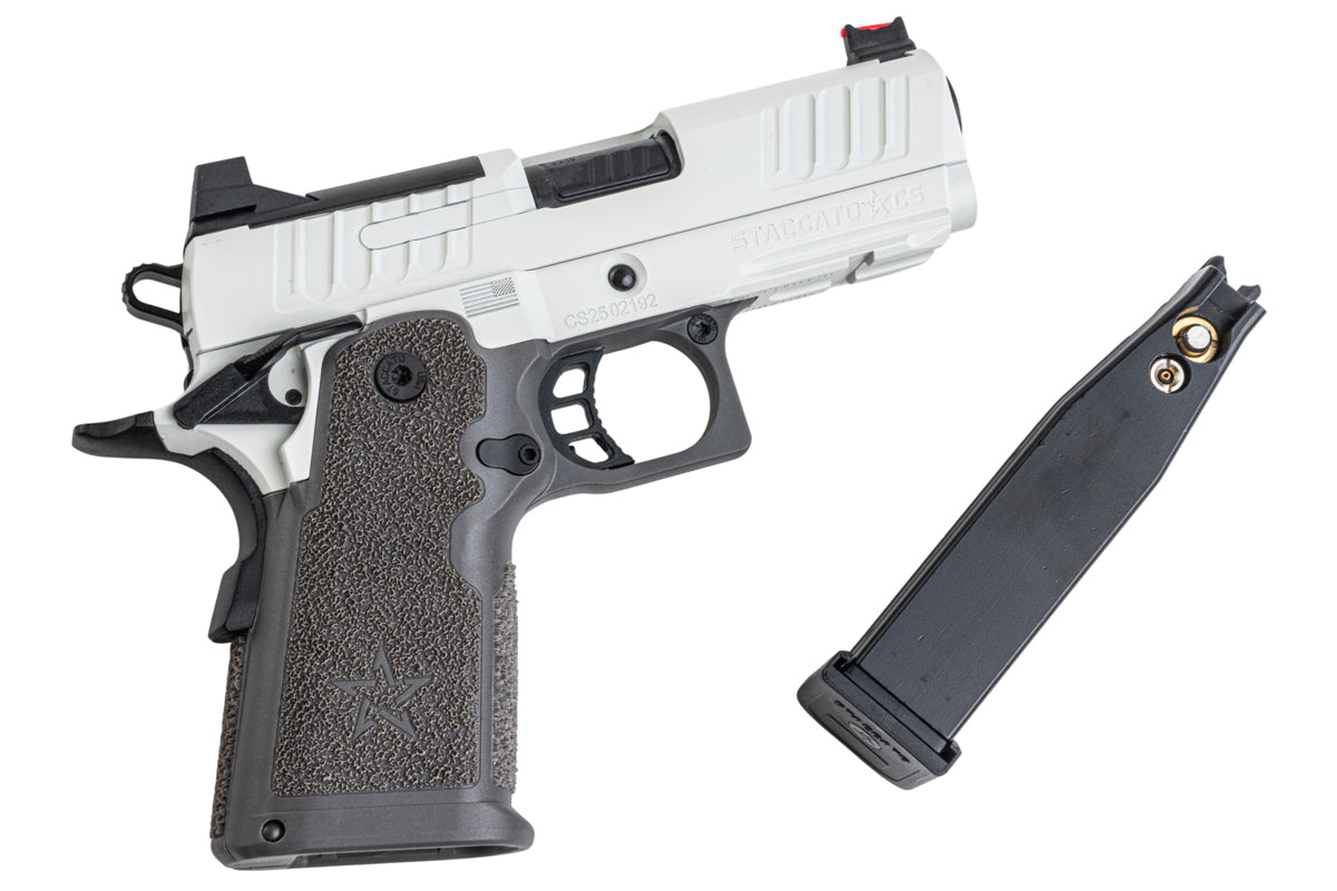 EMG Staccato Licensed CS Compact 2011 GBB Airsoft Pistol (Master Grip / Standard / White)