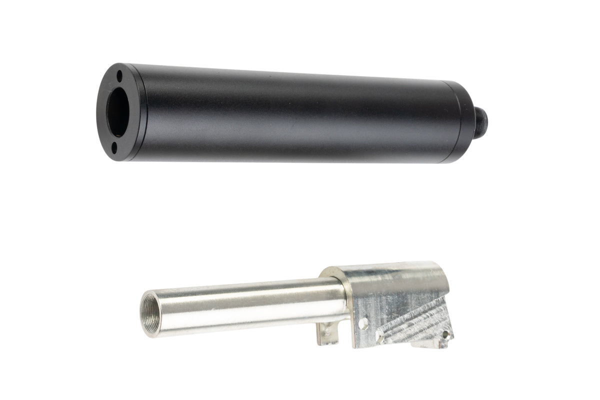 FCW Silencer Set For Maruzen Walther PPK & PPK/S GBB Airsoft Pistol (Silver)