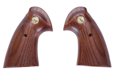 King Arms Evil Real Wood Grip Panel w/ Golden Plate For Python 357 Gas Revolvers