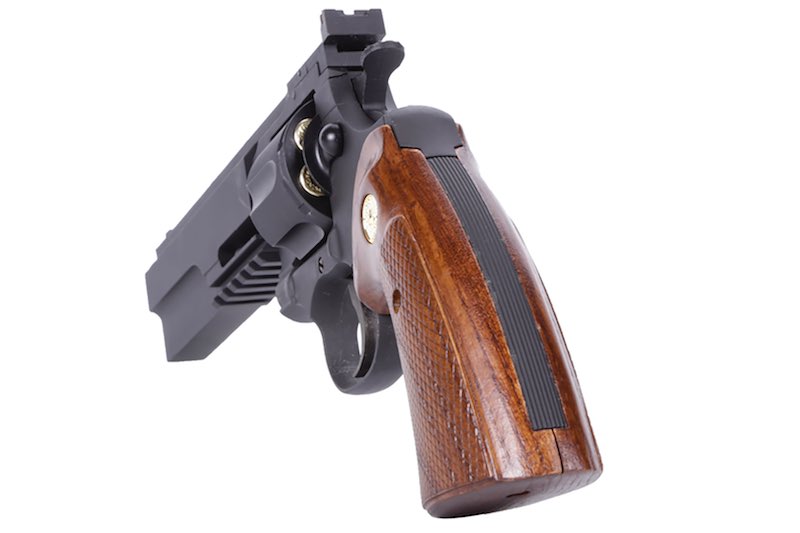 King Arms Evil Real Wood Grip Panel w/ Golden Plate For Python 357 Gas Revolvers