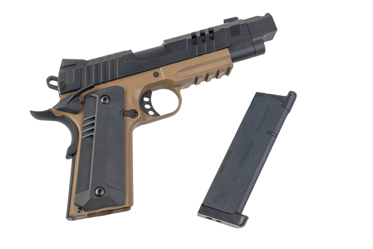 KJ Works Metal KP-24 1911 GBB Airsoft Pistol (BK/ TAN)