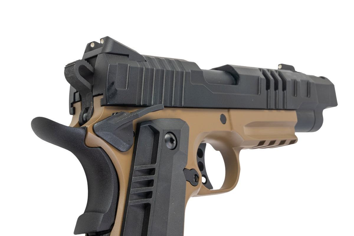 KJ Works Metal KP-24 1911 GBB Airsoft Pistol (BK/ TAN)