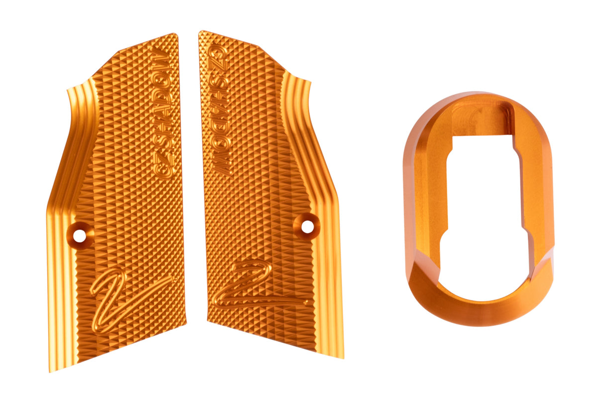 KJ Works Aluminum Grip W/ Magwell For Shadow 2 GBB Airsoft (Orange