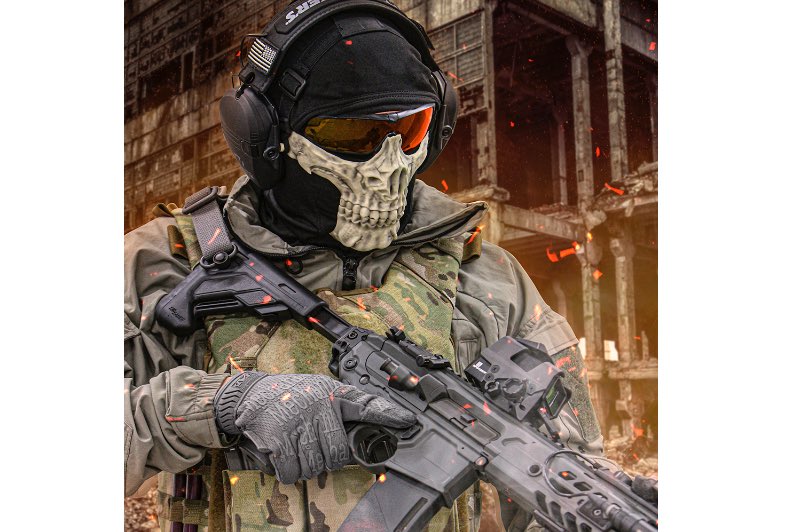 Laylax Battle Style Skull Face Guard (Devil Red)