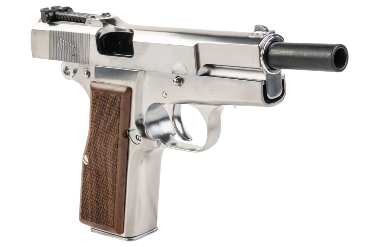 Marushin Browning Hi-Power Military Model Gun (Silver with Wood Grip)