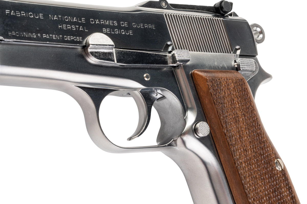 Marushin Browning Hi-Power Military Model Gun (Silver with Wood Grip)