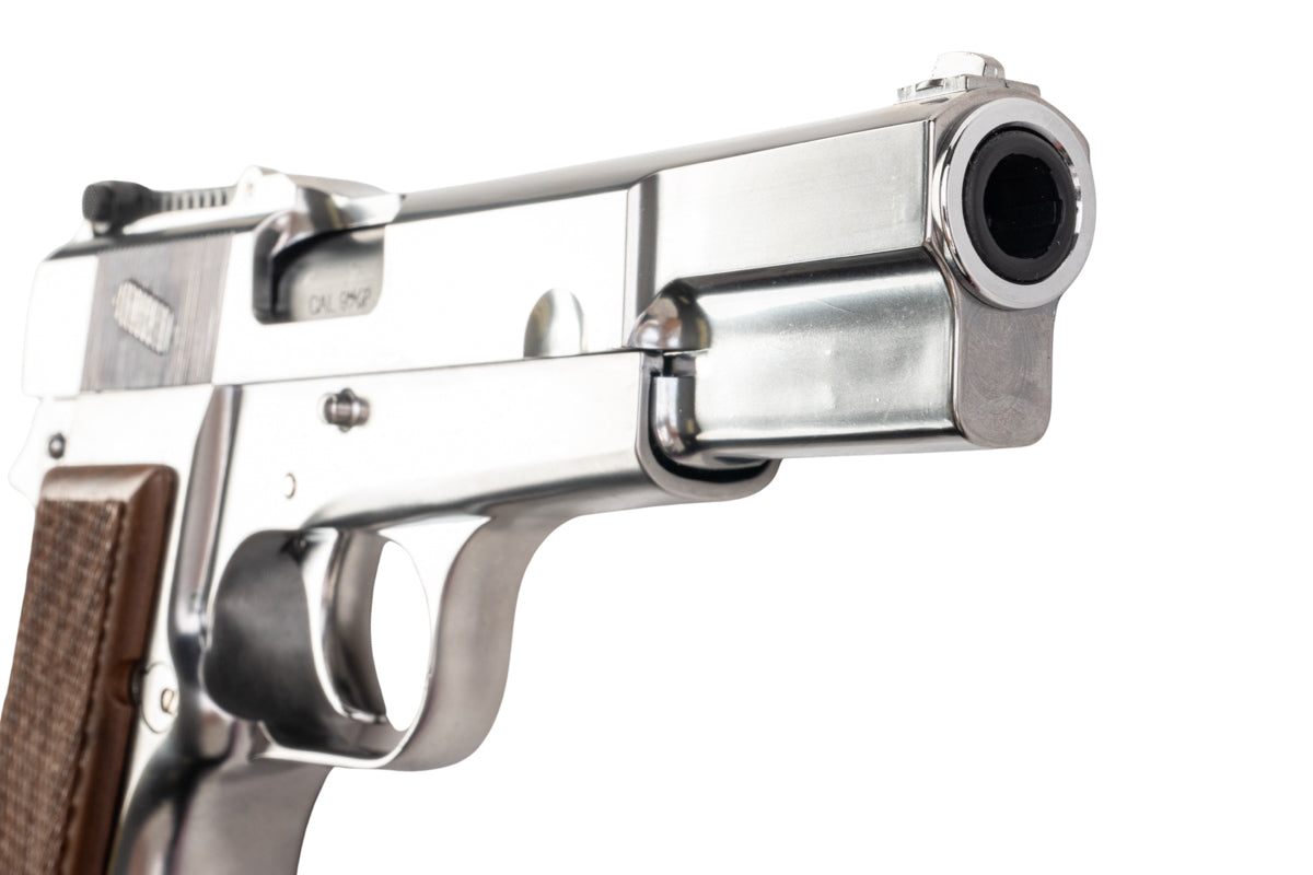 Marushin Browning Hi-Power Military Model Gun (Silver with Wood Grip)