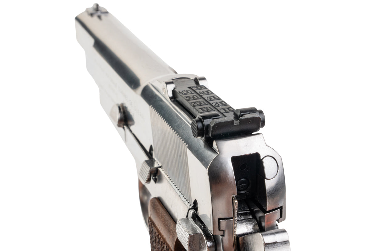 Marushin Browning Hi-Power Military Model Gun (Silver with Wood Grip)