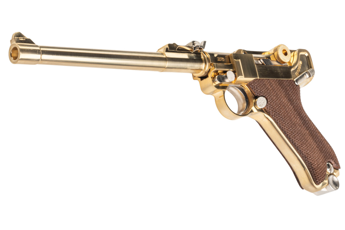 Marushin Luger P08 8 inch LangeLauf Checker Wood Grip Model Gun