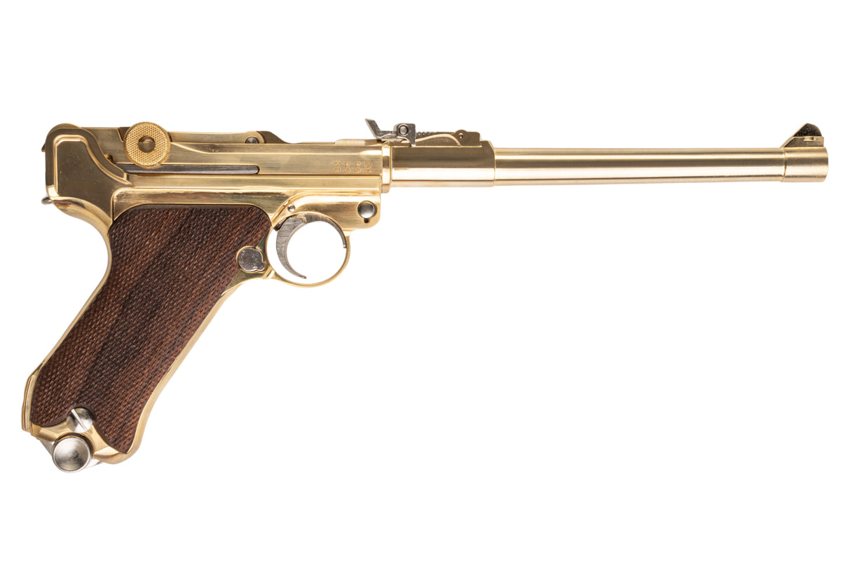 Marushin Luger P08 8 inch LangeLauf Checker Wood Grip Model Gun