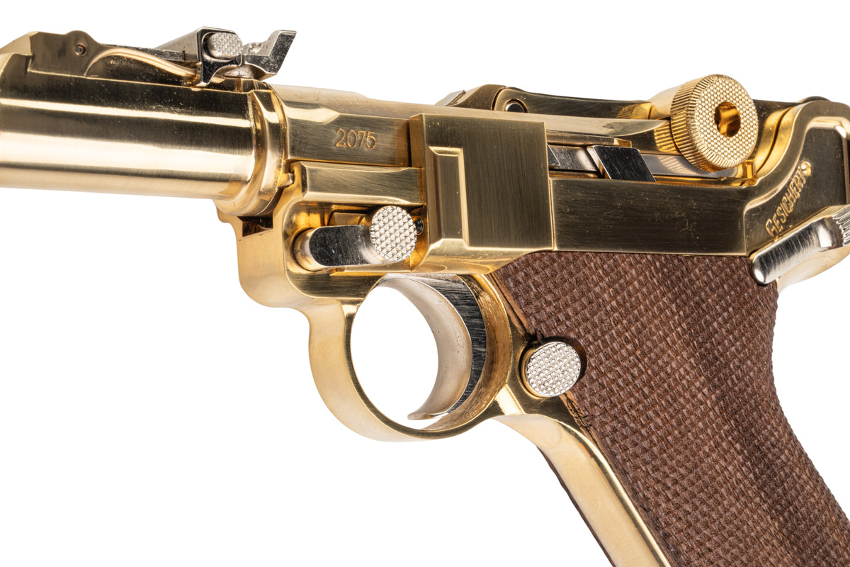 Marushin Luger P08 8 inch LangeLauf Checker Wood Grip Model Gun