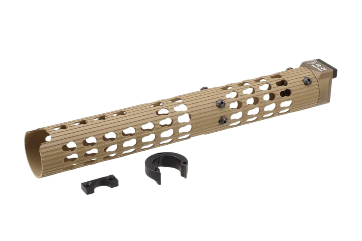 5KU VS-24 Aluminum AK Long Tubular Keymod Handguard for LCT/ GHK AK AEG/GBB Airsoft (Tan)