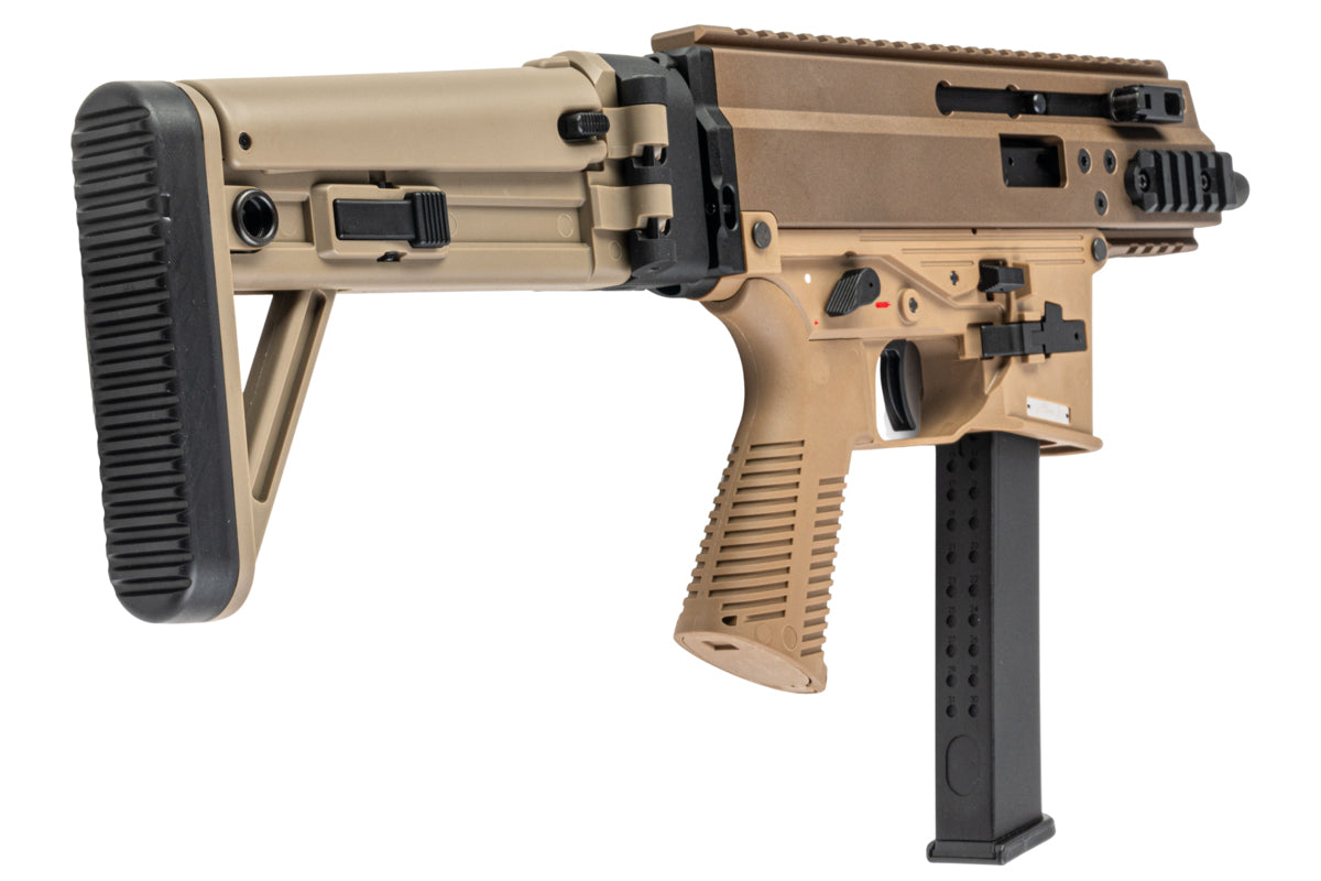 Maruyama SCW-9 Pro G GBB Airsoft SMG with MBT Stock (Tan)