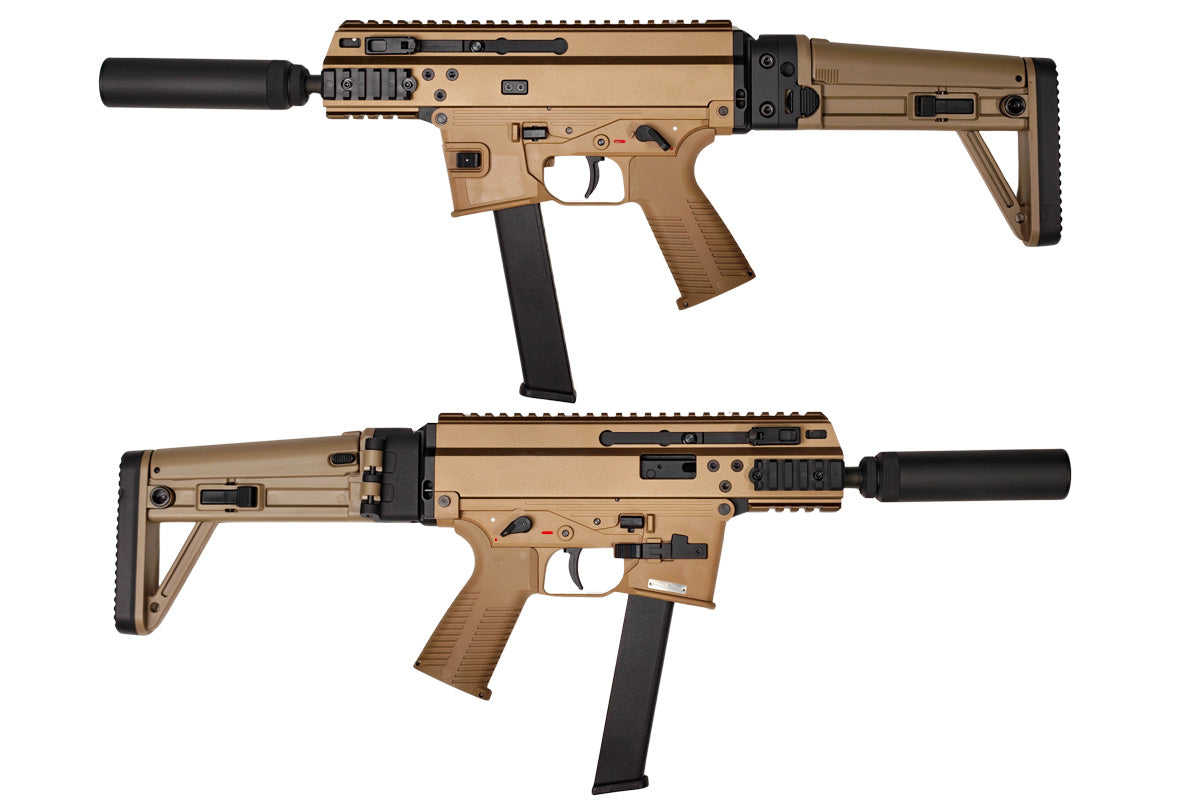 Maruyama SCW-9 Pro G GBB Airsoft SMG with MBT Stock (Tan Deluxe Edition)