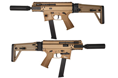 Maruyama SCW-9 Pro G GBB Airsoft SMG with MBT Stock (Tan Deluxe Edition)