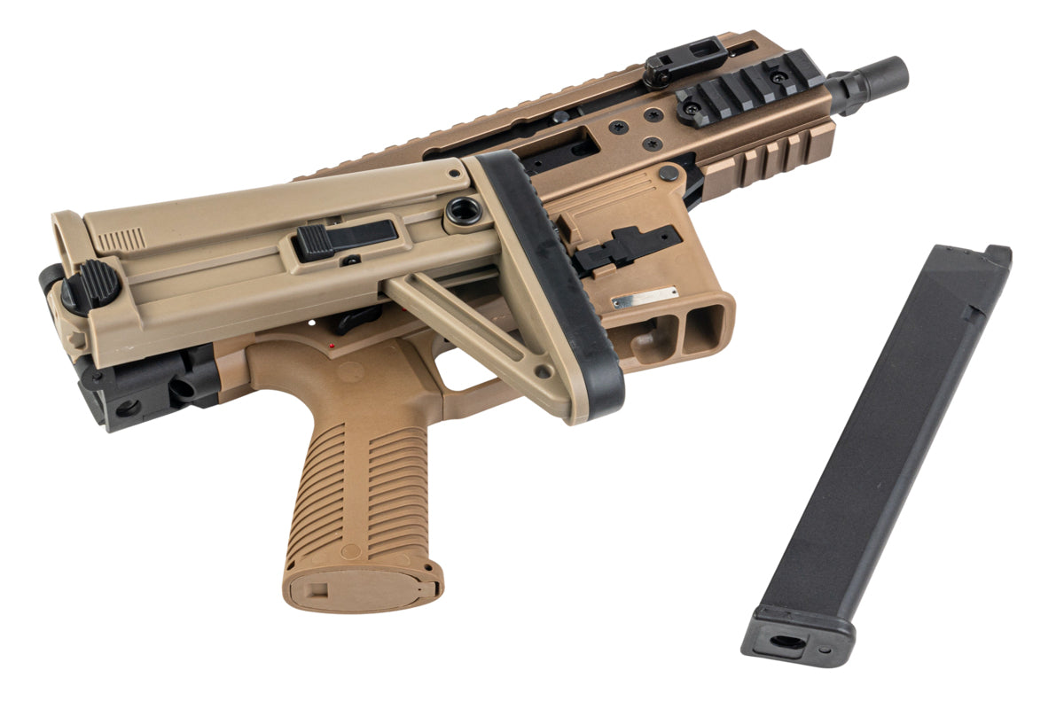 Maruyama SCW-9 Pro G GBB Airsoft SMG with MBT Stock (Tan Deluxe Edition)