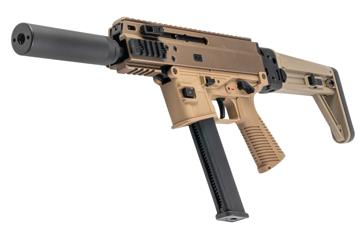 Maruyama SCW-9 Pro G GBB Airsoft SMG with MBT Stock (Tan Deluxe Edition)