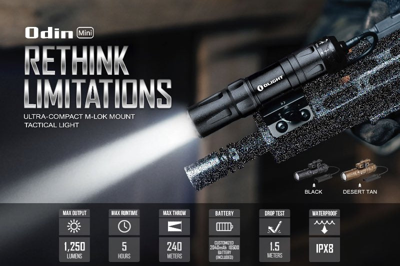 OLIGHT Odin Mini Tactical Flashlight w/ M-Lok Mount & Tail Switch (Desert Tan)
