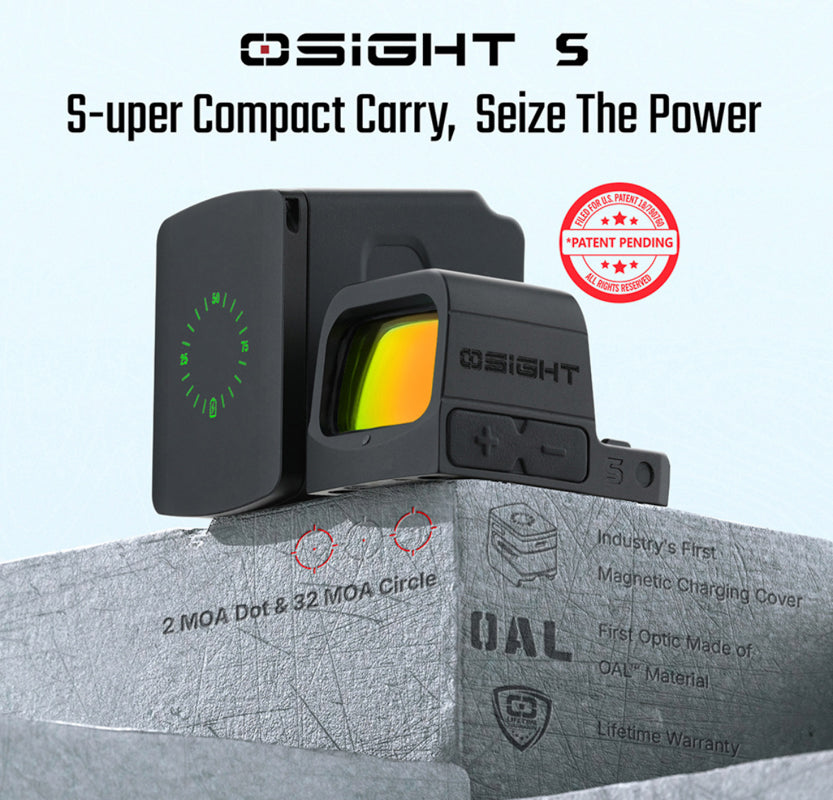 OLIGHT Osight S Multi Reticle Reflex Sight w/ Magnetic Charging Cover (2 MOA Dot & 32 MOA Circle)