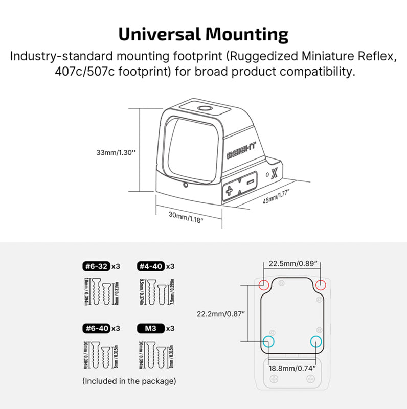 OLIGHT Osight X Multi Reticle Reflex Sight w/ Magnetic Charging Cover (3 MOA Dot & 32 MOA Circle)