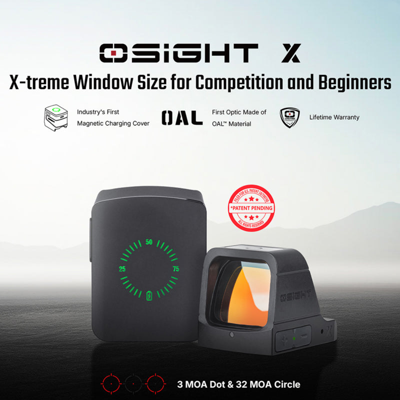 OLIGHT Osight X Multi Reticle Reflex Sight w/ Magnetic Charging Cover (3 MOA Dot & 32 MOA Circle)