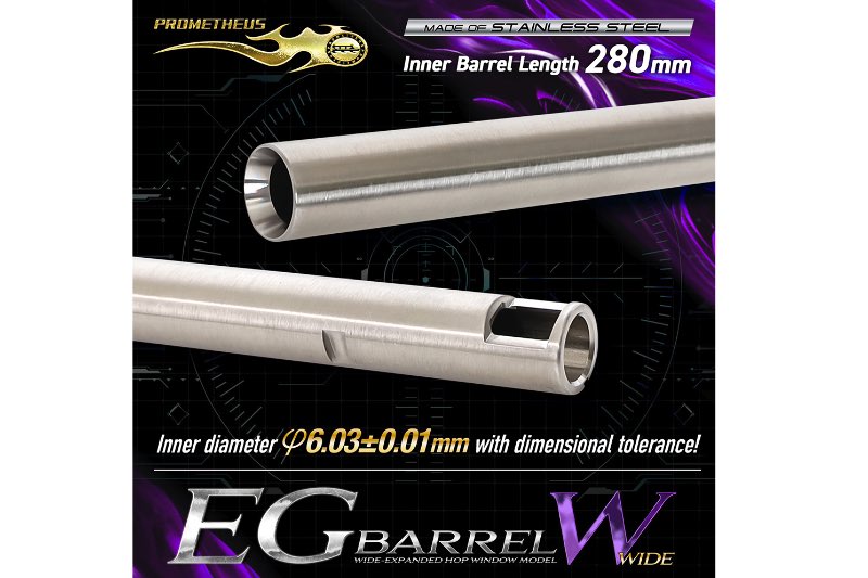Prometheus Stainless Steel 6.03mm EG WIDE Inner Barrel for Tokyo Marui AEG (280mm)