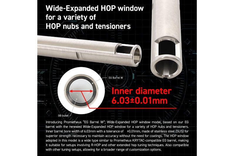 Prometheus Stainless Steel 6.03mm EG WIDE Inner Barrel for Tokyo Marui AEG (280mm)