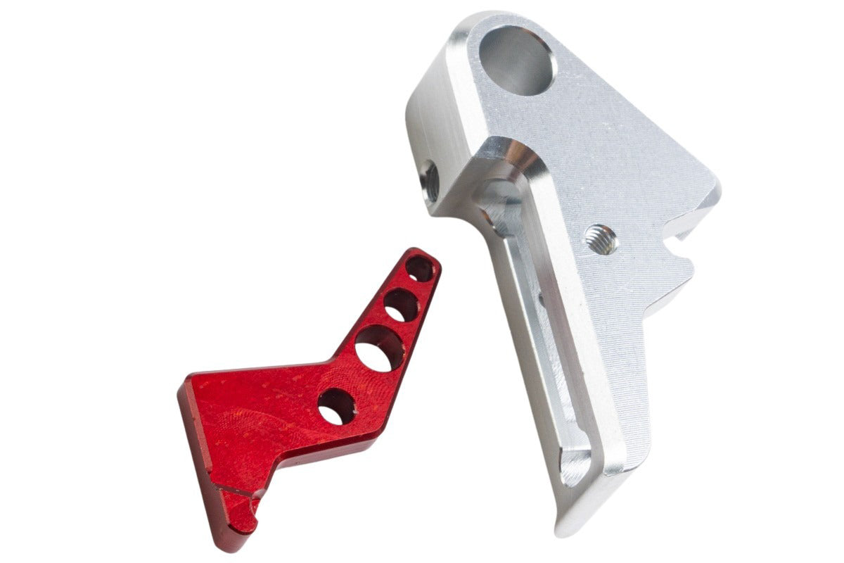 Revanchist Silver Flat Trigger w/ Red Trigger Safety For VFC Walther PDP GBB Airsoft