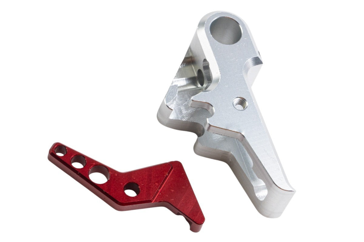 Revanchist Silver Flat Trigger w/ Red Trigger Safety For VFC Walther PDP GBB Airsoft