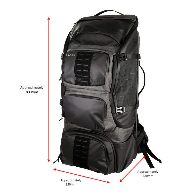 Satellite Arms Backpack 75 (Dimension : Approx. 800 x 350 x 320 mm) - Grey