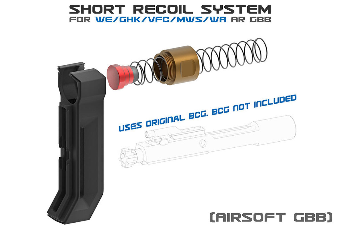 SRU Short Recoil System For WE/GHK/VFC/MWS/WA AR M4 GBB Airsoft
