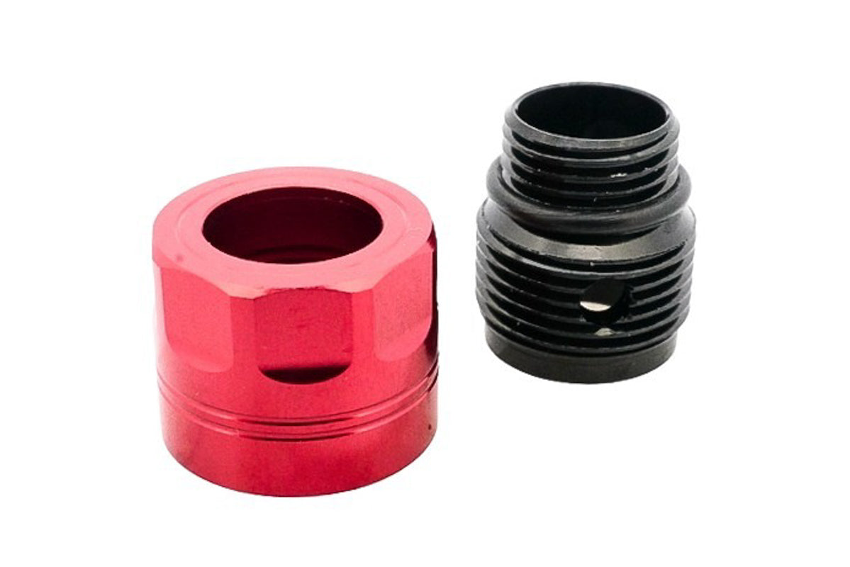 Dr. Black Aluminum Type A Barrel Thread Protector With Adapter (11mm CW to 14mm CCW/ Red)