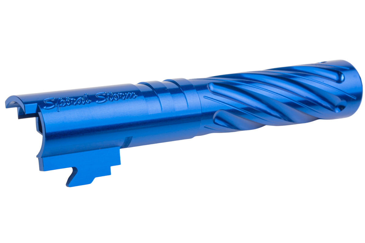 Dr. Black 6063 Aluminum Outer Barrel For Hi-Capa 4.3 GBB Airsoft (Type -Spiral Storm/ Blue)