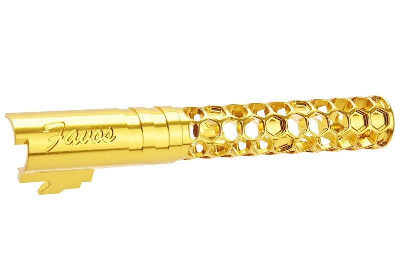 Dr. Black 6063 Aluminum Favos Outer Barrel For Hi-Capa 5.1 GBB Airsoft (Gold)