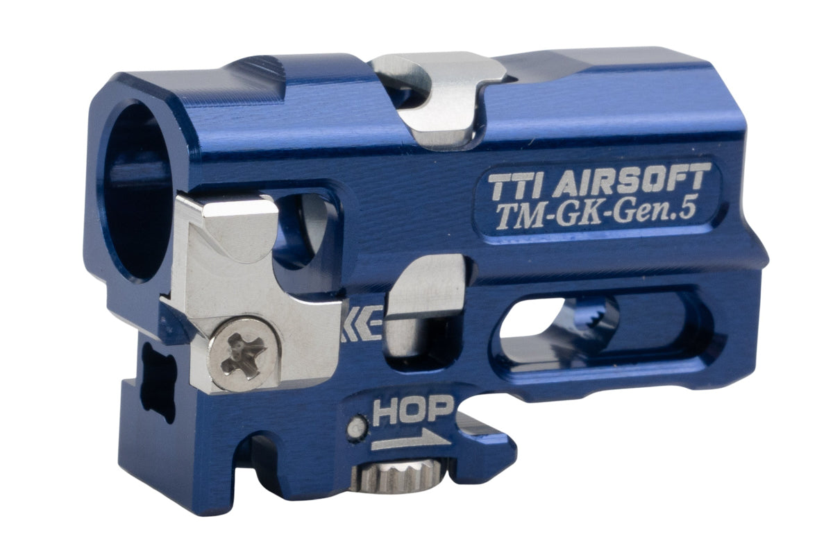 TTI Airsoft Infinity One Piece Full CNC TDC Hop Up Chamber For Tokyo Marui G17 Gen5 MOS & G19 GBB Airsoft (Blue)