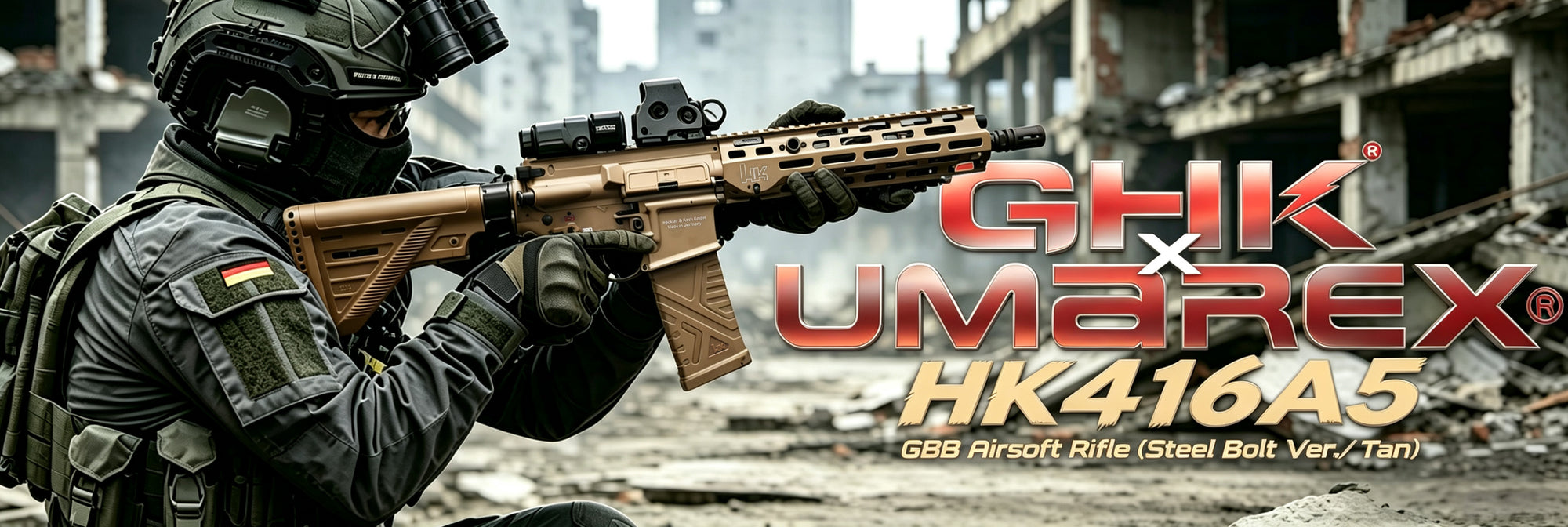 Umarex (GHK) HK416A5 GBB Airsoft Rifle (Steel Bolt Ver./ Tan) 