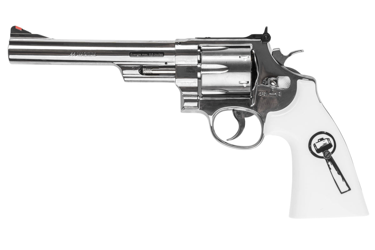 Umarex (WinGun) S&W 629 Trust Me Airsoft Revolver CO2 (White Grip, 6mm, Silver)