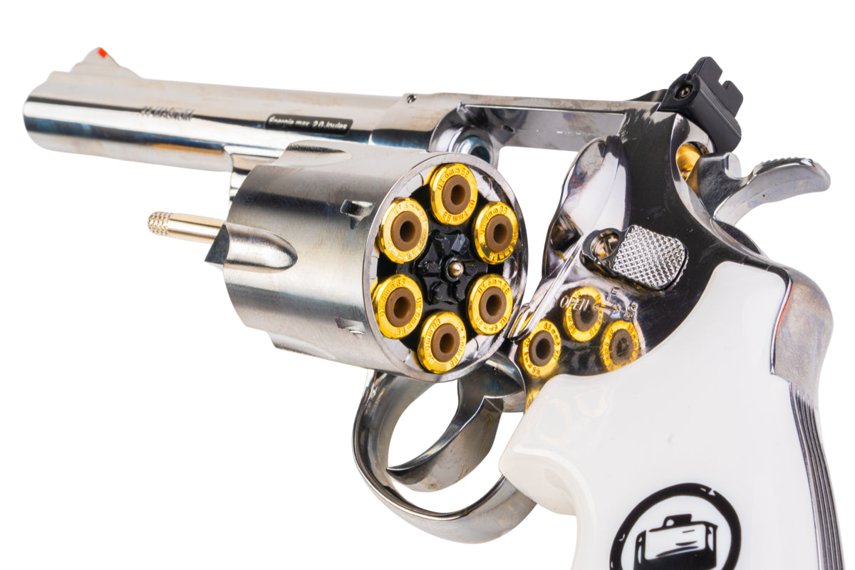 Umarex (WinGun) S&W 629 Trust Me Airsoft Revolver CO2 (White Grip, 6mm, Silver)