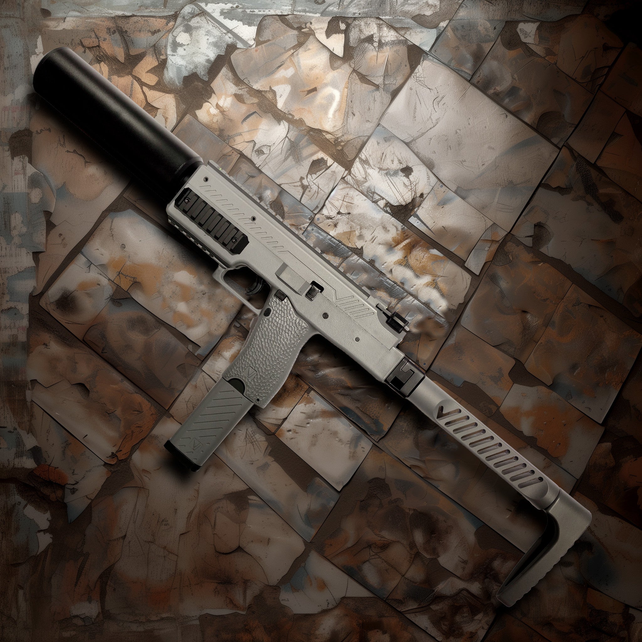 Vorsk VMP-1 GBB Airsoft SMG with 2 Magazines & Suppressor (Grey)