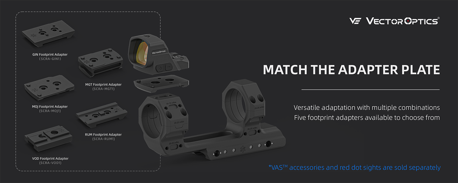 Vector Optics 34mm X-MOD 1.5inch One Piece Extended Picatinny Mount