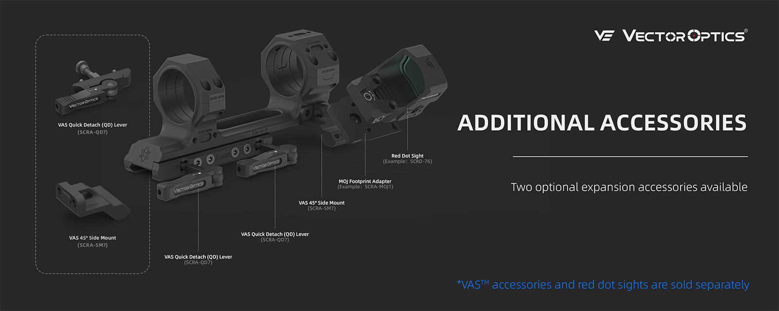 Vector Optics 34mm X-MOD 1.5inch One Piece Extended Picatinny Mount