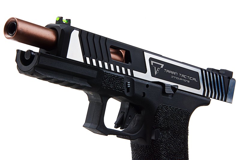 EMG (APS Custom) TTI Combat Master G34 Slide w/ OMEGA Frame CO2 Pistol (Black/ Silver)