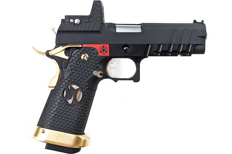 AW Custom 'Competitor' Hi-Capa GBB Pistol (Black w/ Red & Gold Trim)