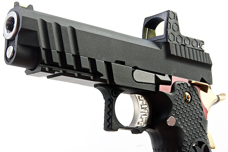 AW Custom 'Competitor' Hi-Capa GBB Pistol (Black w/ Red & Gold Trim)