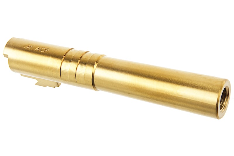 COWCOW Technology Stainless Steel Threaded Outer Barrel for Tokyo Marui Hi-Capa 4.3 GBB Series (.45 marking) (Gold)