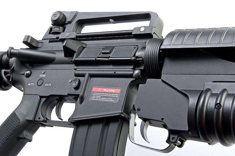 E&C M4 Airsoft AEG Rifle with M203 Grenade Launcher EC701 (QD 1.5 Gearbox,  Blank Marking) - Black