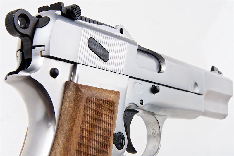 WE New Browning Hi Power MK1 w/ Stock Airsoft GBB Pistol (Silver)